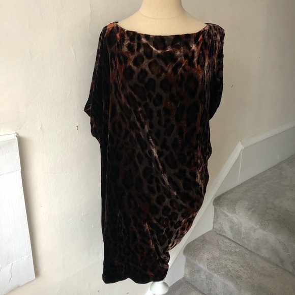 DVF Diane Von Furstenberg Wilma Joon Brown Velvet Leopard Print Dress EUC Size 8 - Picture 3 of 9